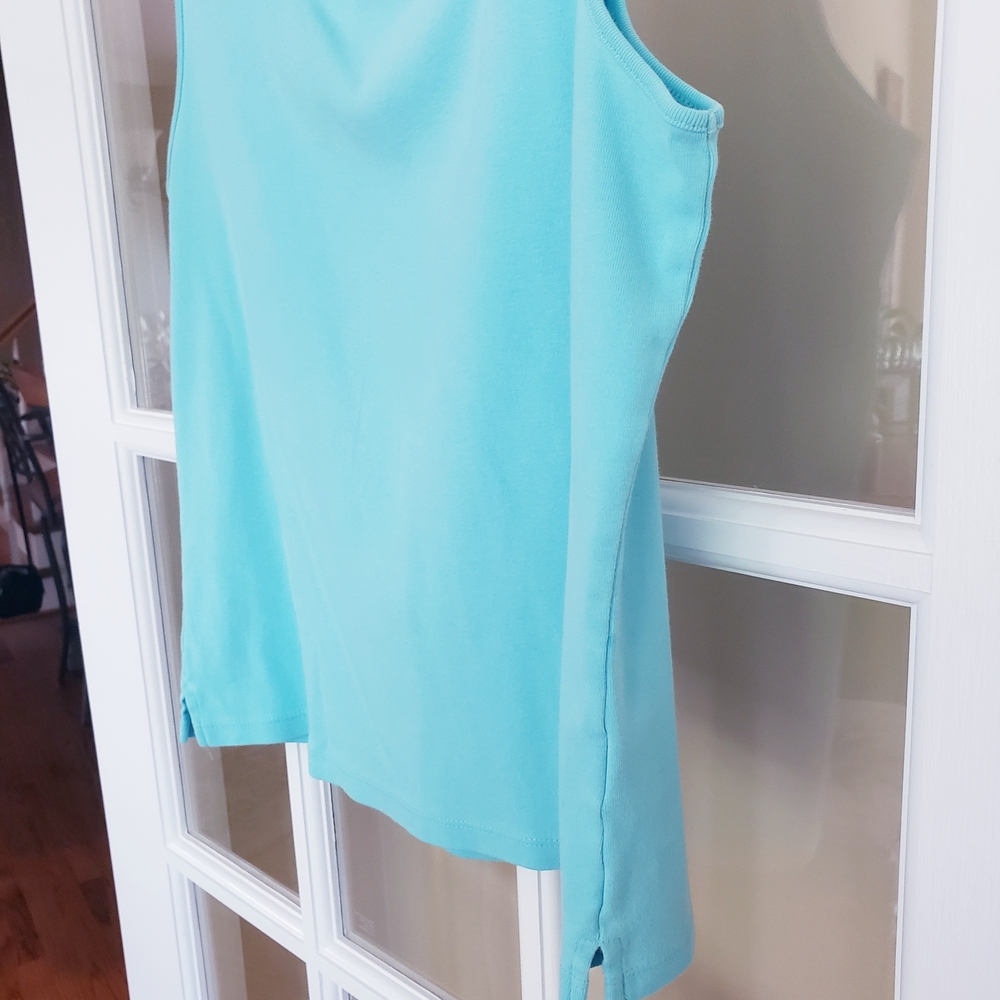 Sigrid Olsen Aqua Scoop Neck Tank Size: M - Picture 4 of 8
